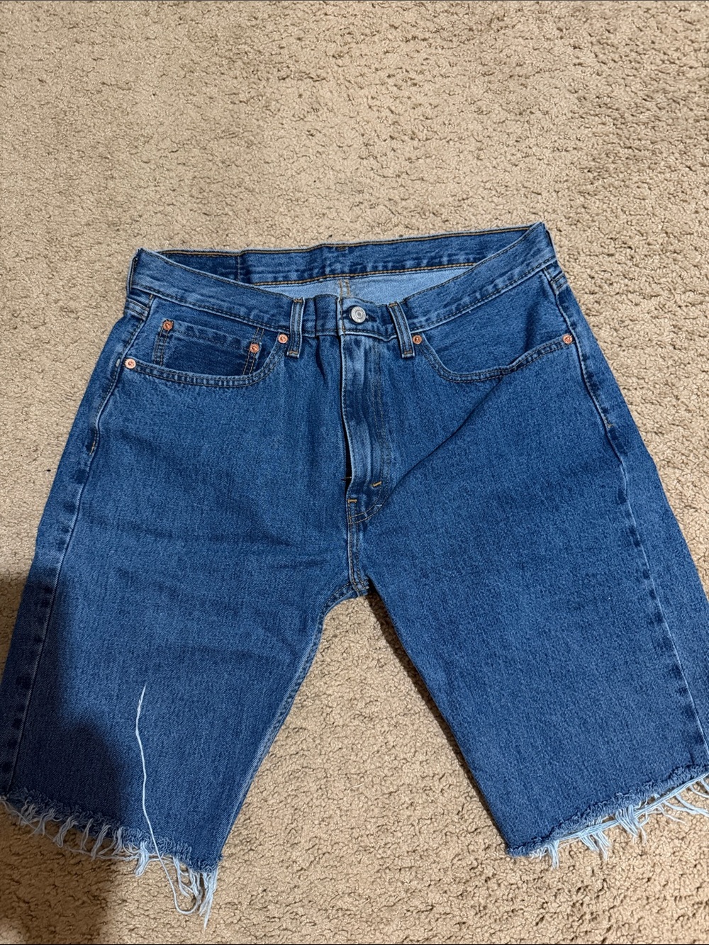 Levi's Dark Blue Relaxed Cut-Off Denim Shorts